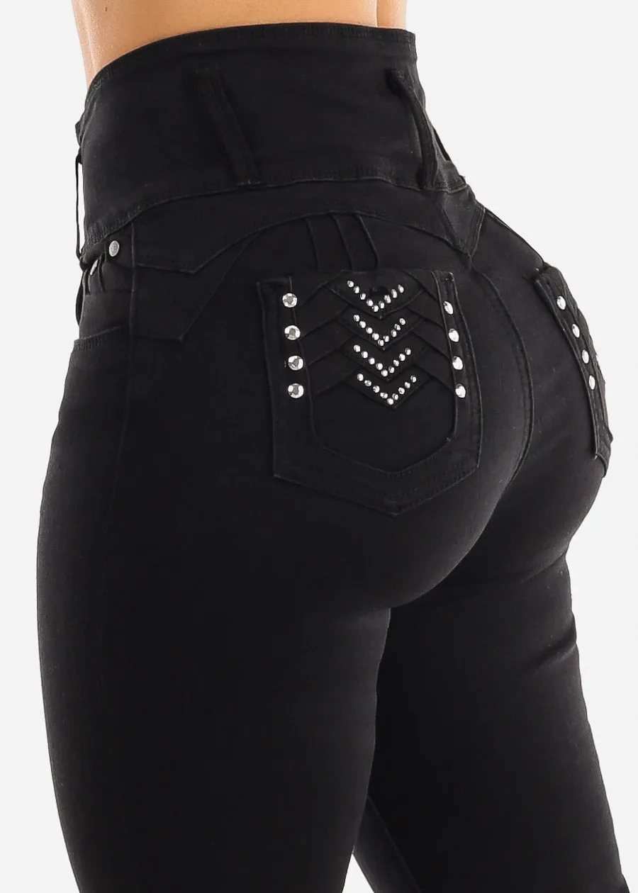 Ultra High Waisted Black Butt Lifting Ripped Skinny Jeans sold by Moda