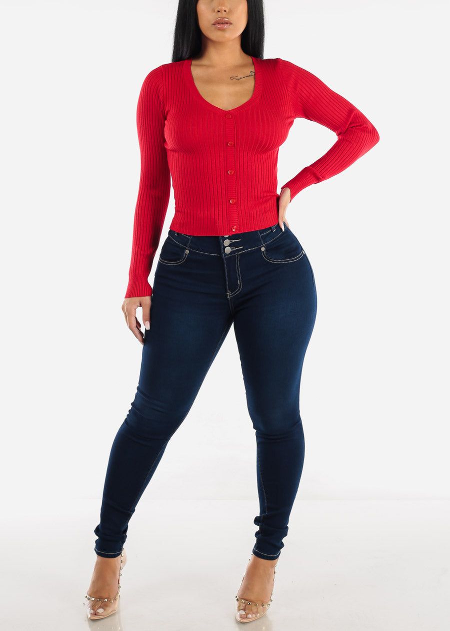 Vneck Long Sleeve Sweater Top Red sold by Moda product image thumbnail 5