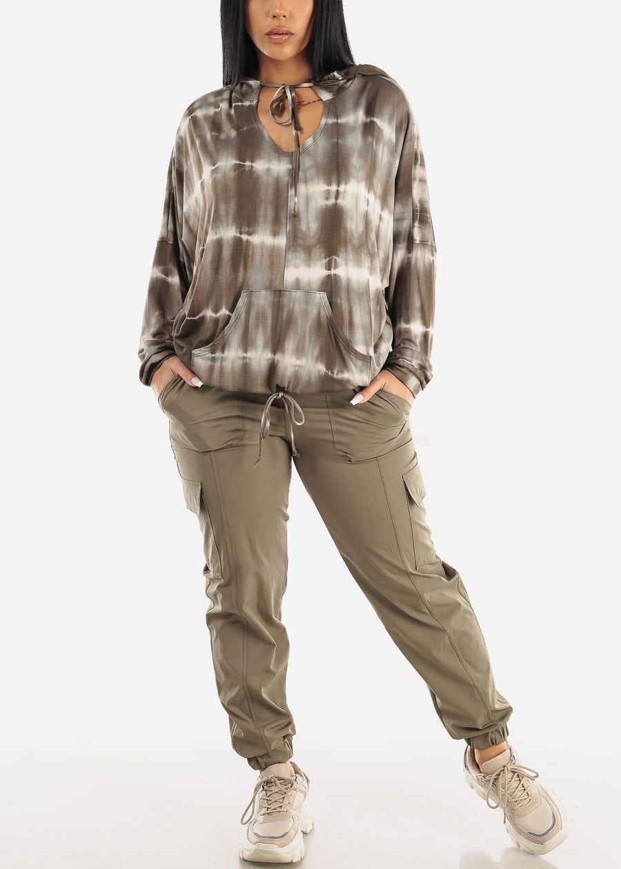 Tie Dye Long Sleeve Pullover Hoodie Olive sold by Moda product image thumbnail 2