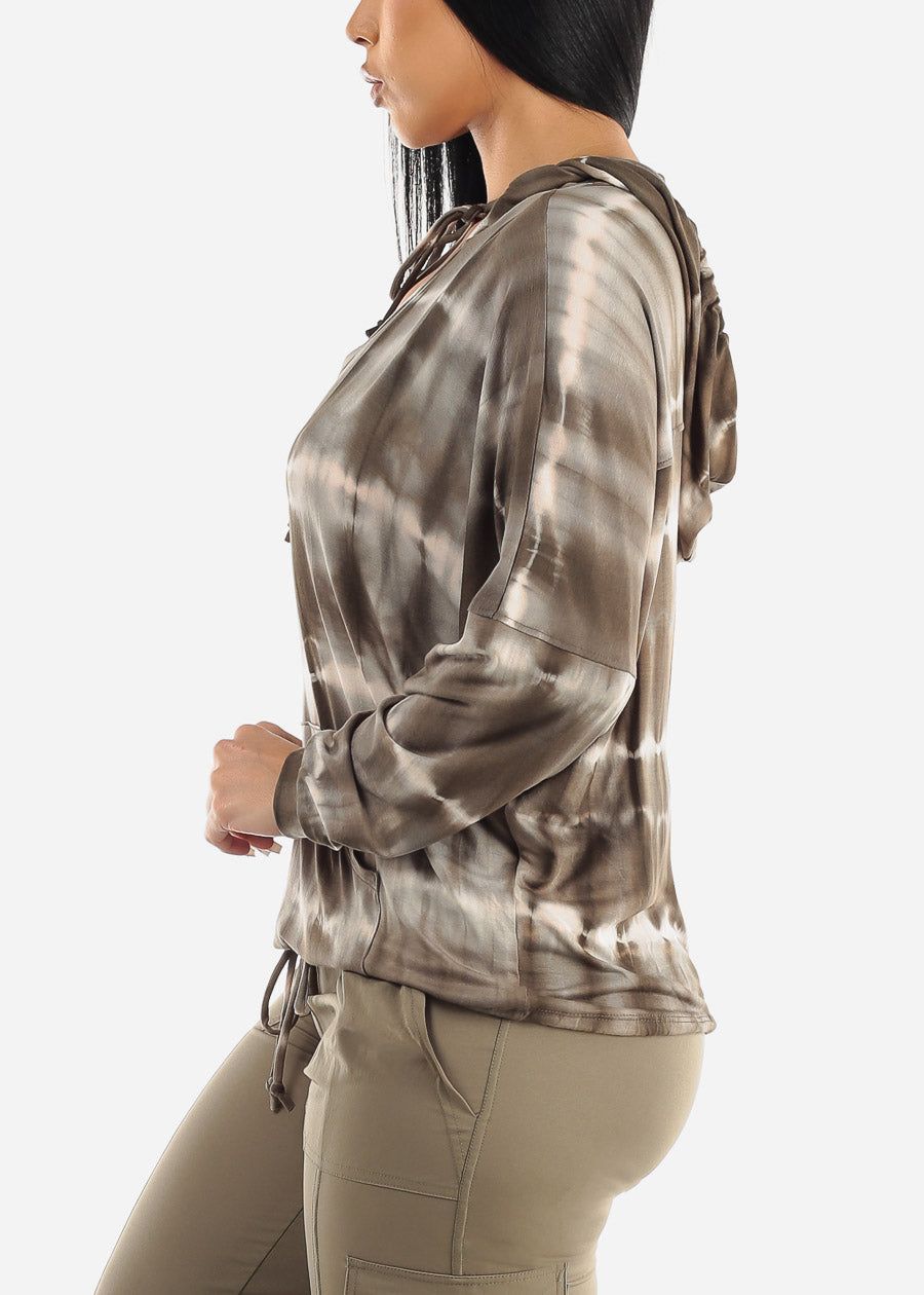 Tie Dye Long Sleeve Pullover Hoodie Olive sold by Moda product image thumbnail 3