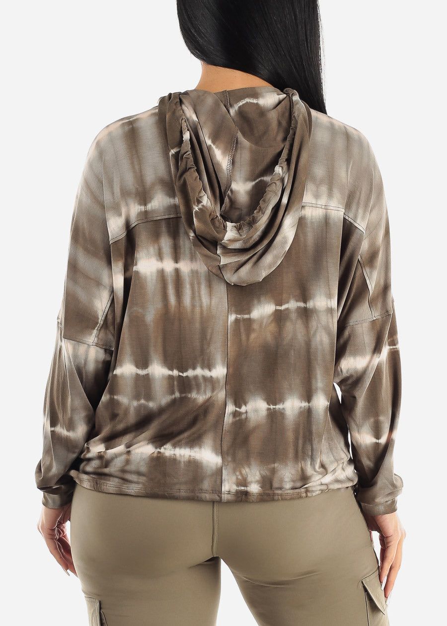 Tie Dye Long Sleeve Pullover Hoodie Olive sold by Moda product image thumbnail 4