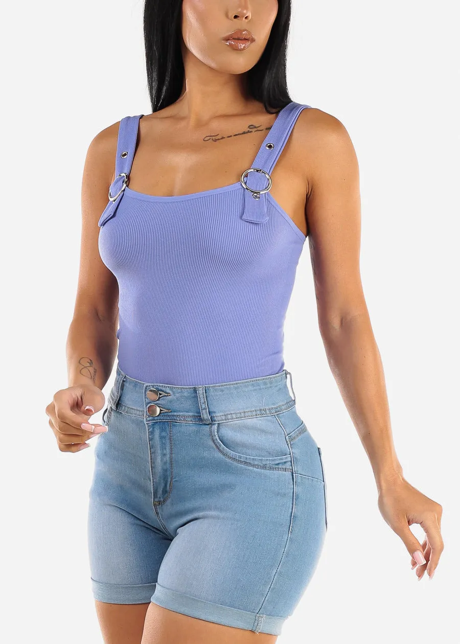 Seamless Ribbed Cami Top w Buckle Straps Light Purple sold by Moda product image thumbnail 5