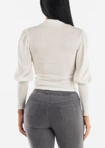 White Mock Neck Light Sweater sold by Moda