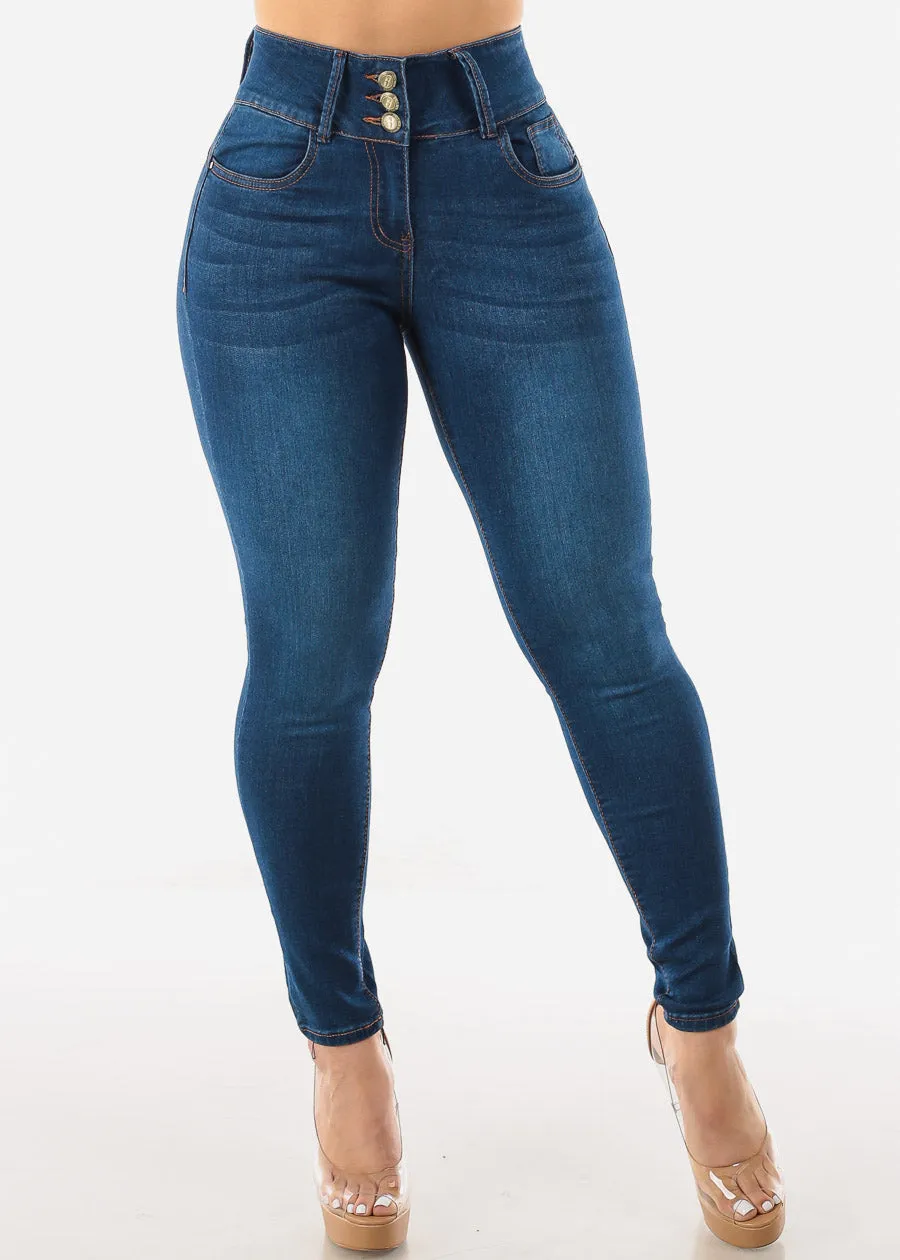 Super High Waist Levantacola Skinny Jeans Med Blue sold by Moda product image thumbnail 3
