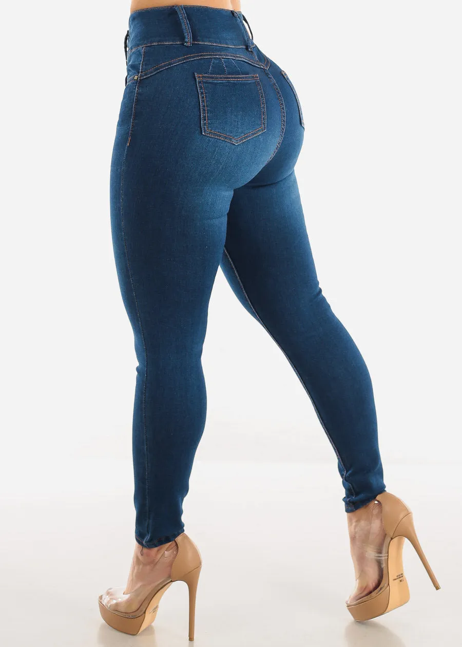 Super High Waist Levantacola Skinny Jeans Med Blue sold by Moda product image thumbnail 5