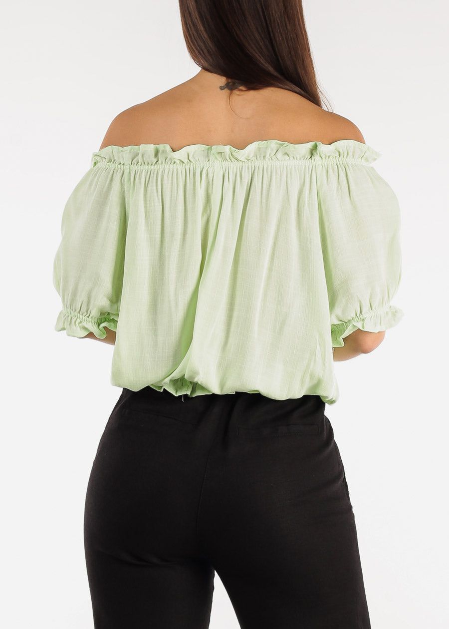 Off Shoulder Button Front Rayon Top Mint sold by Moda product image thumbnail 4