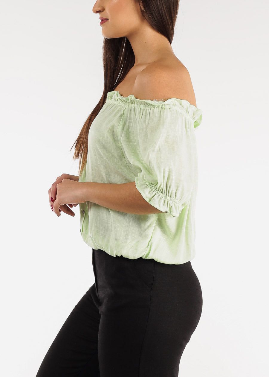 Off Shoulder Button Front Rayon Top Mint sold by Moda product image thumbnail 3
