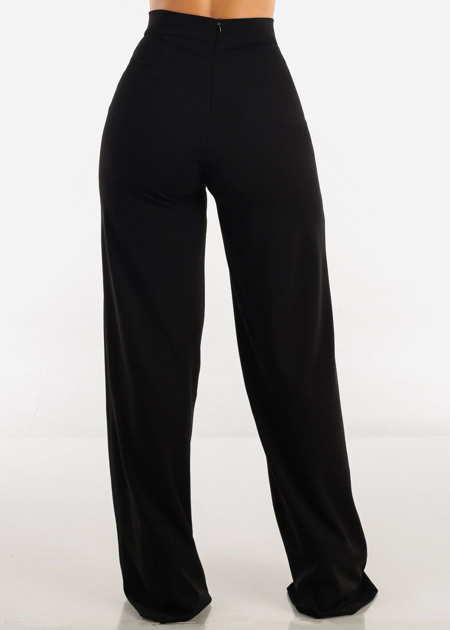 Black High Waisted Pintuck Wide Leg Pants sold by Moda product image thumbnail 4