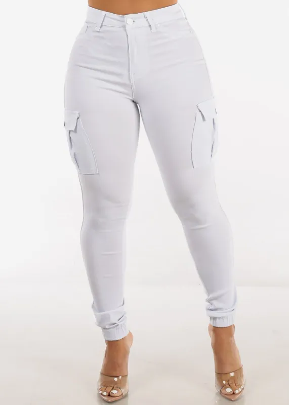 White High Waist Hyper Stretch Cargo Jogger Pants sold by Moda