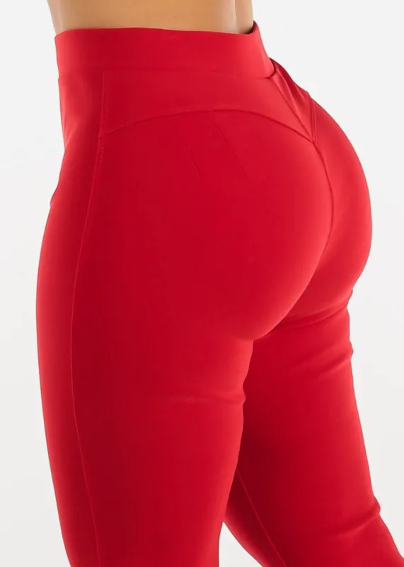Red Butt Lifting High Waist Dressy Skinny Pants sold by Moda