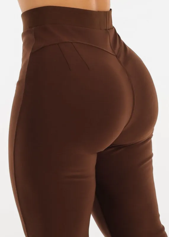Brown Butt Lifting High Waist Dressy Skinny Pants sold by Moda