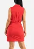 Sleeveless Surplice Collared Mini Dress Red sold by Moda
