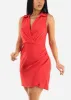 Sleeveless Surplice Collared Mini Dress Red sold by Moda