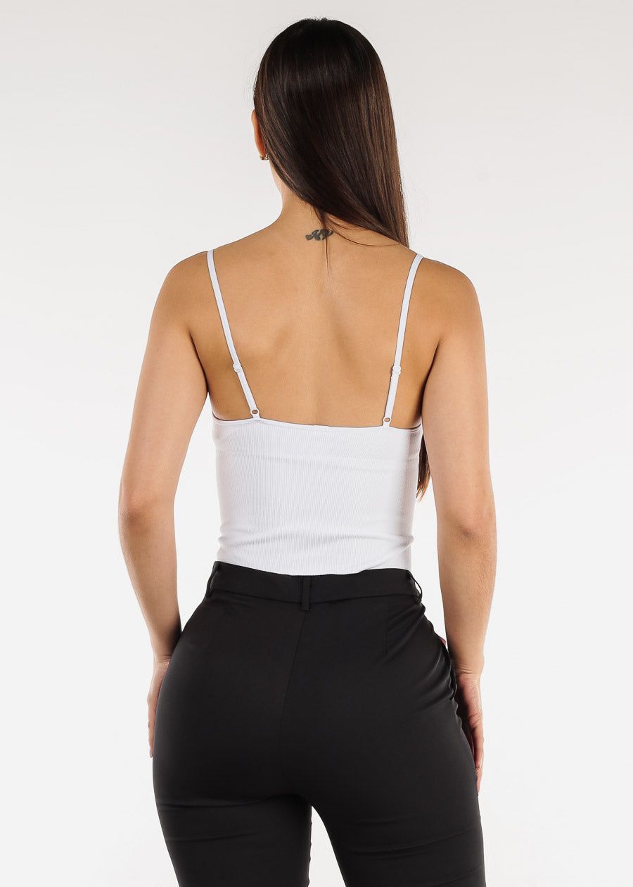 White Spaghetti Strap Padded Bust Seamless Crop Top sold by Moda product image thumbnail 5