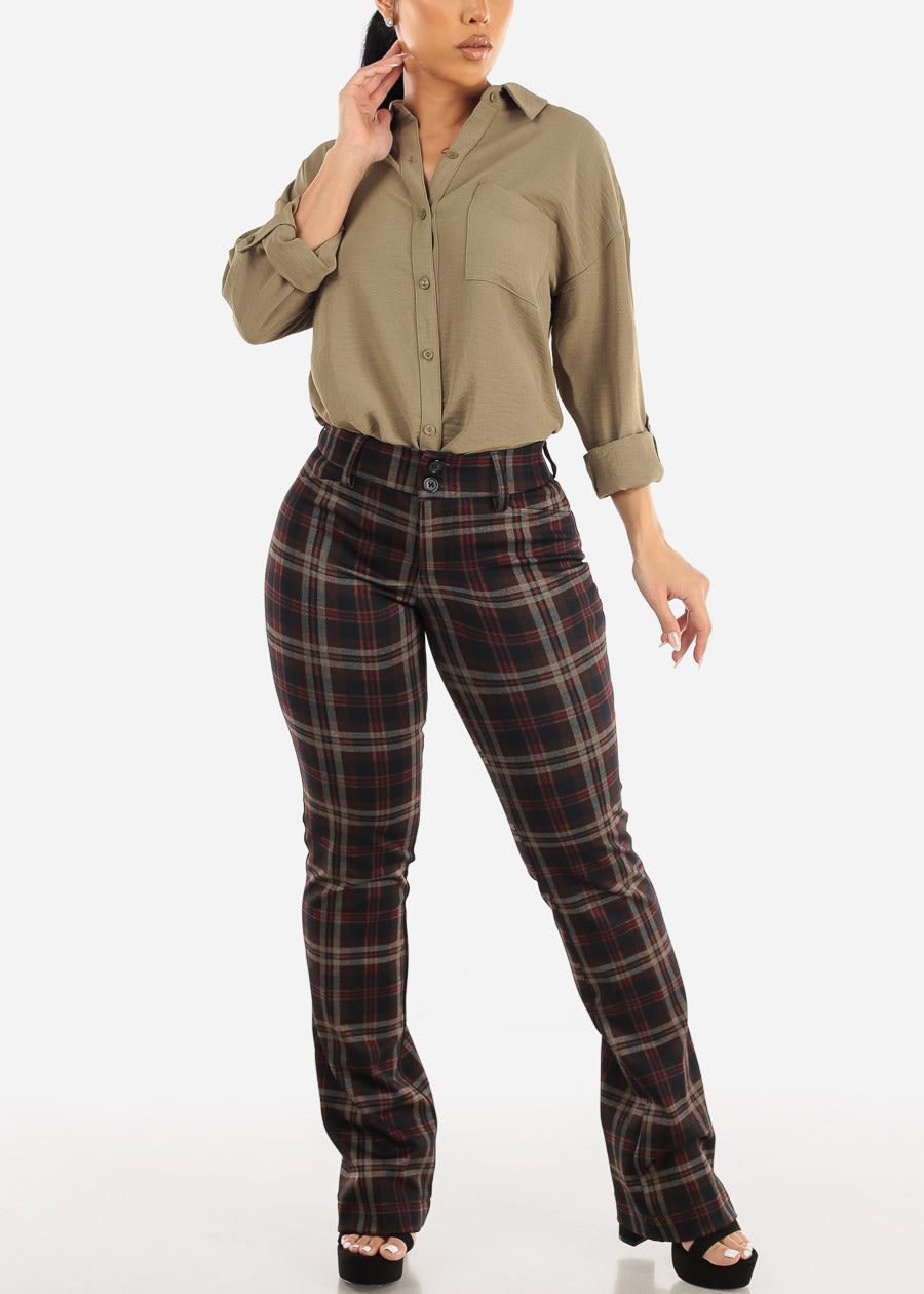 Long Sleeve Relaxed Fit Collared Blouse Olive sold by Moda product image thumbnail 2