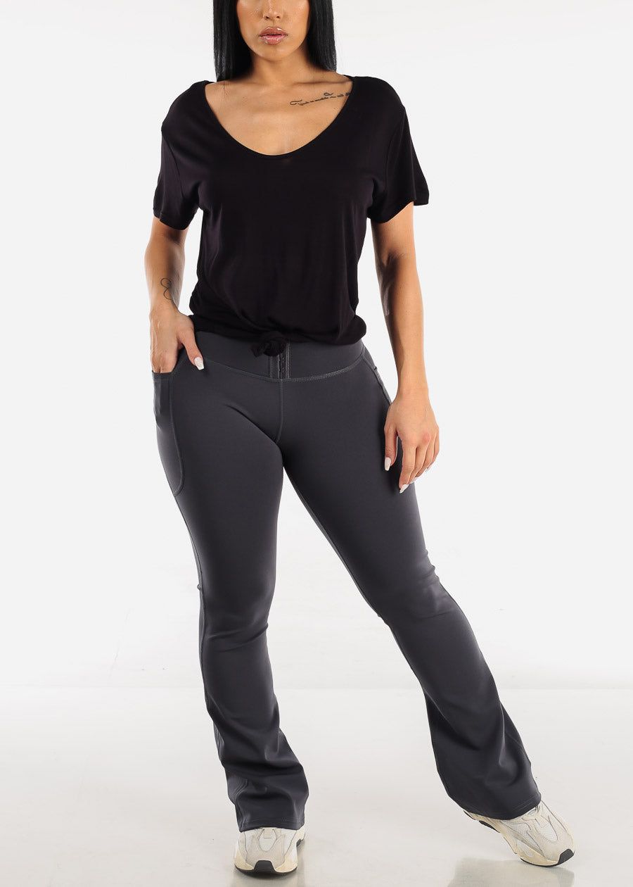 Activewear Short Sleeve Black Tunic Tee w Front Knot sold by Moda product image thumbnail 2