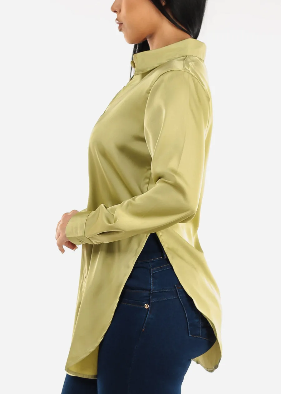 Long Sleeve Satin Button Down Tunic Blouse Kiwi sold by Moda product image thumbnail 4