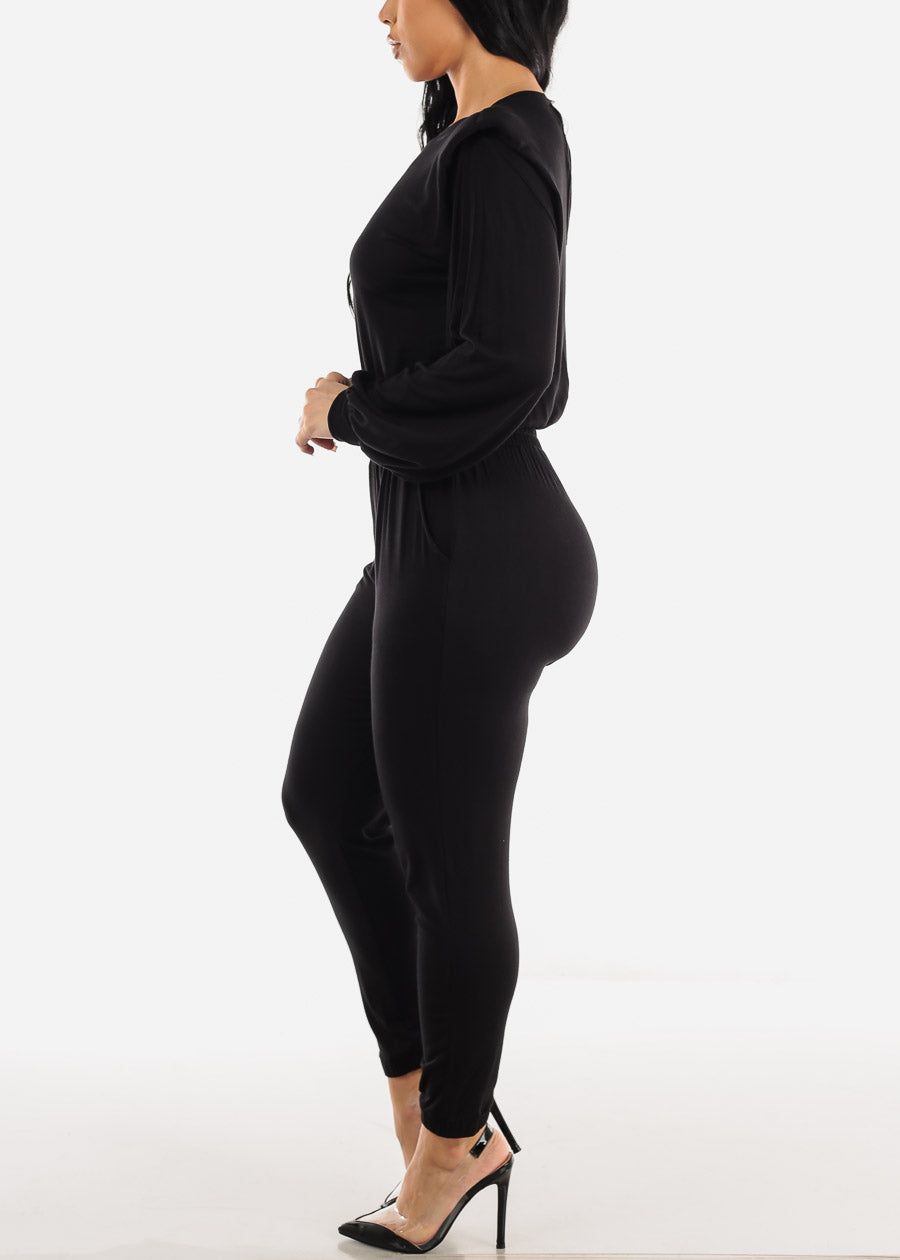 Black Long Sleeve Spandex Waist Skinny Jumpsuit sold by Moda product image thumbnail 2