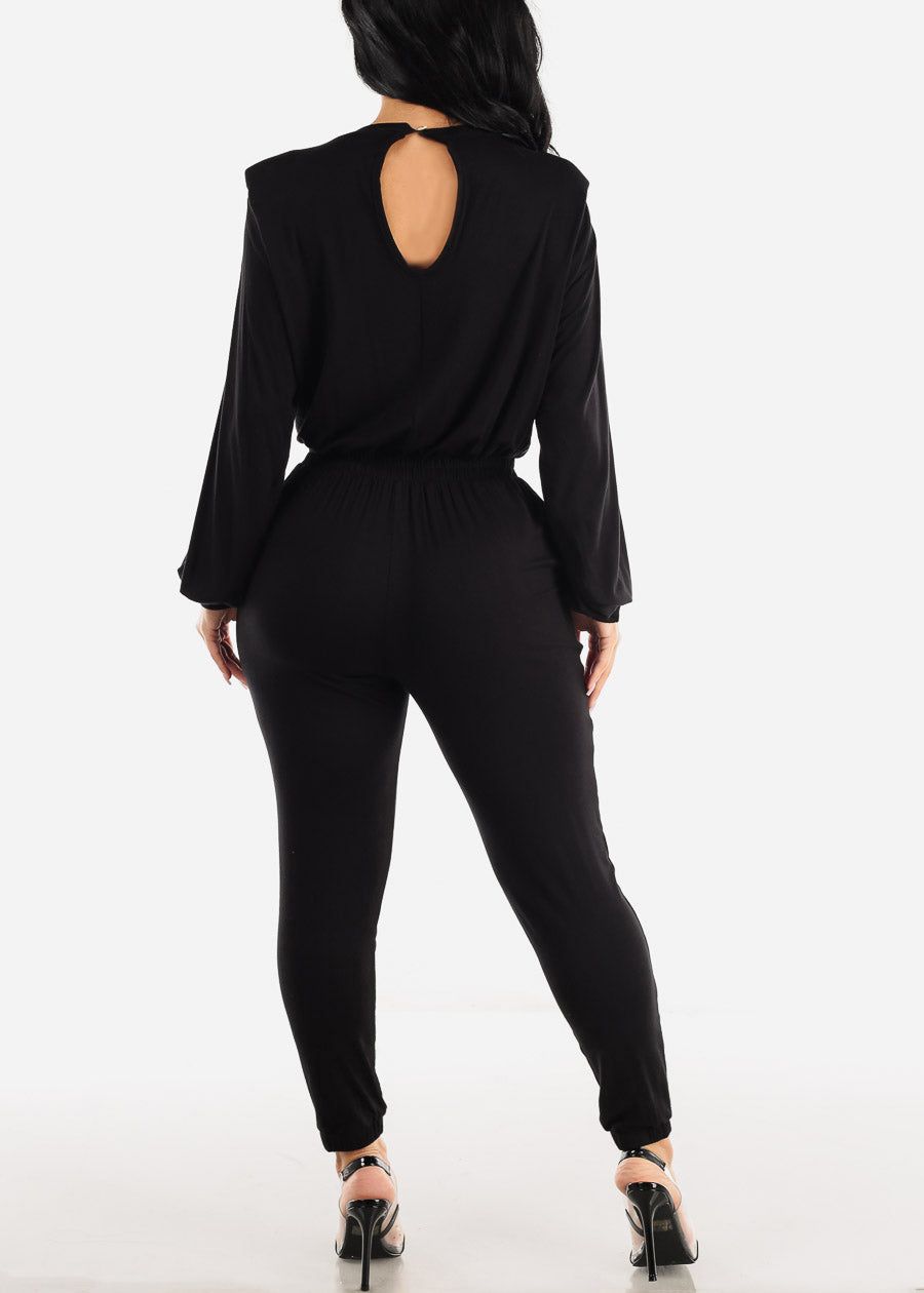 Black Long Sleeve Spandex Waist Skinny Jumpsuit sold by Moda product image thumbnail 3