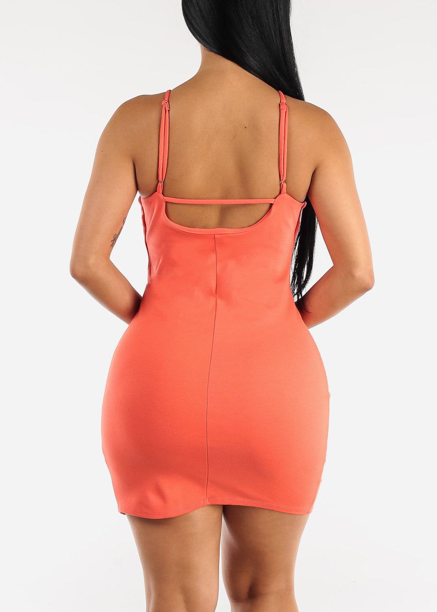 Halter Front Slit Bodycon Mini Dress Orange sold by Moda product image thumbnail 7