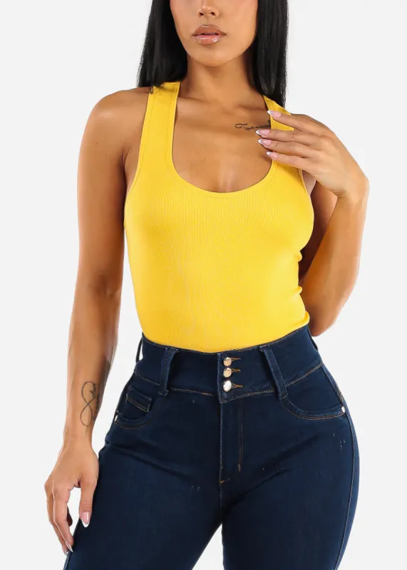 One Size Racerback Seamless Top Mustard sold by Moda