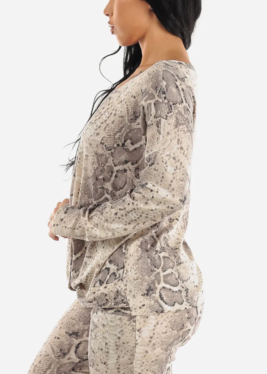 Long Sleeve Twist Front Snake Print Tunic Top sold by Moda product image thumbnail 3