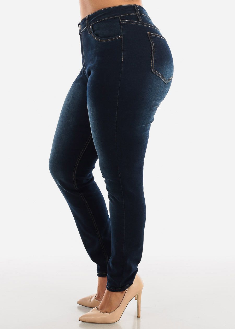 PLUS SIZE High Waisted Skinny Jeans Dark Blue sold by Moda product image thumbnail 2