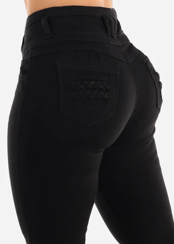 Super High Waist Black Butt Lift Skinny Jeans sold by Moda
