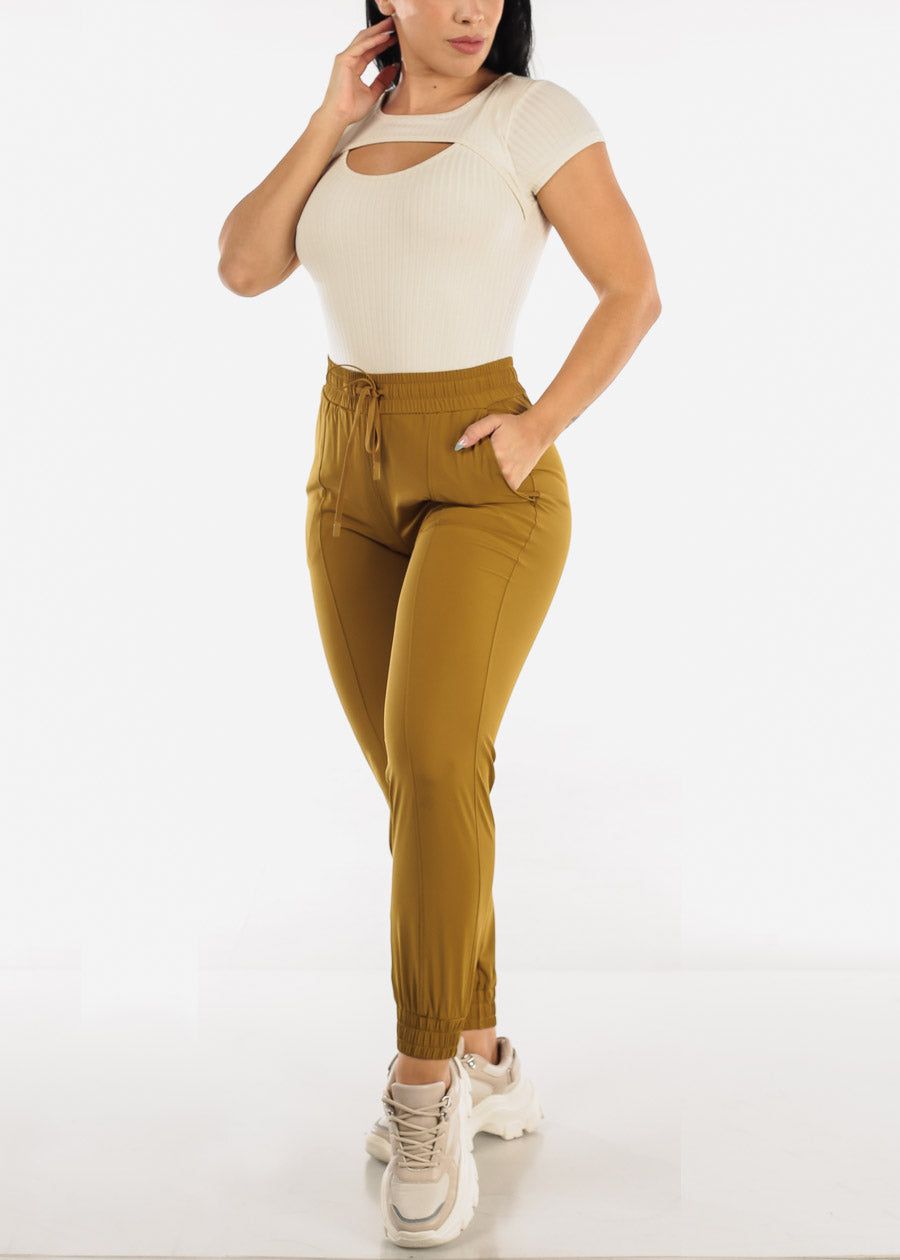 Short Sleeve Ribbed Cutout Neckline Bodysuit Cream sold by Moda product image thumbnail 2