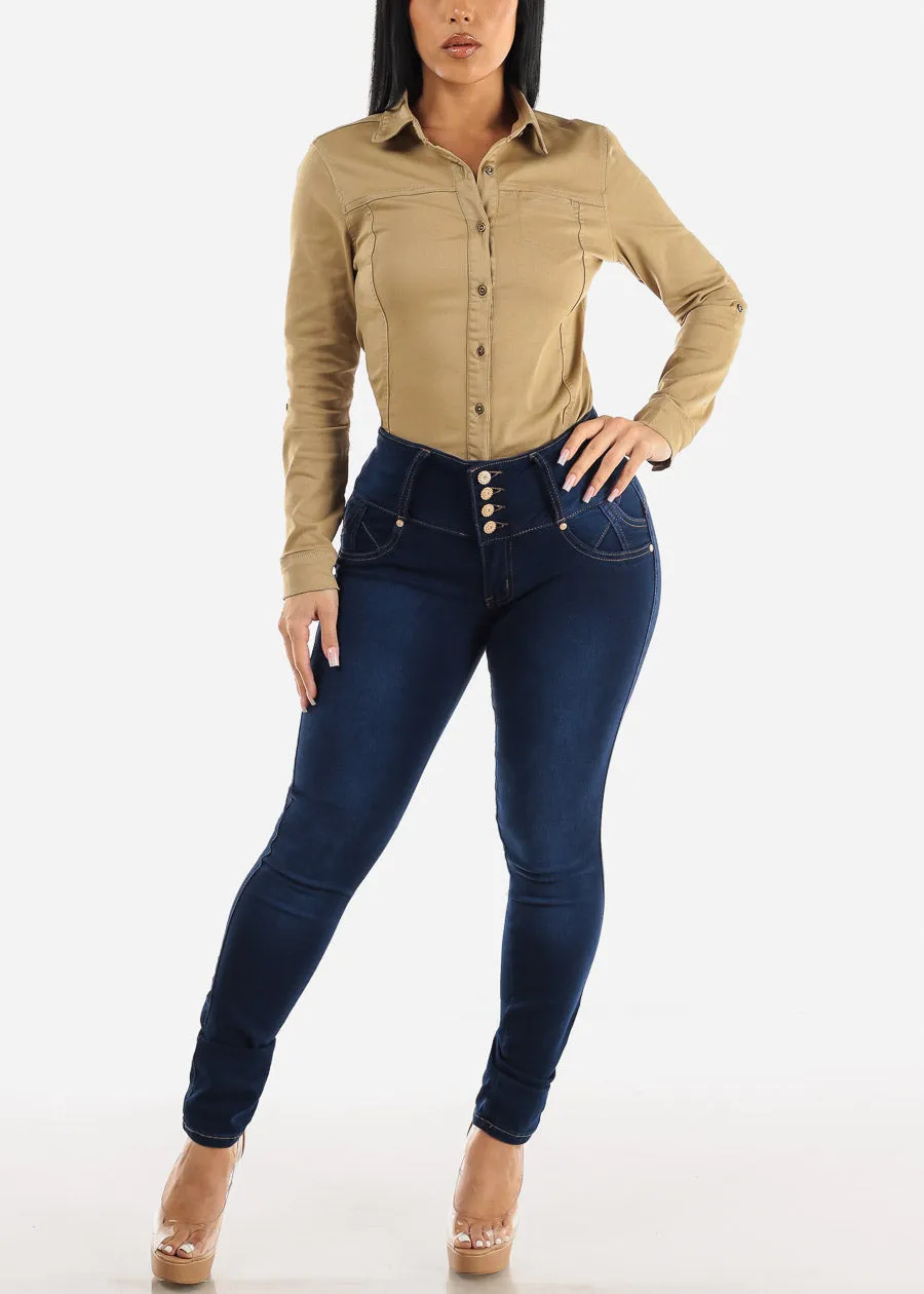 MX JEANS Butt Lifting Dark Wash Mid Rise Skinny Jeans sold by Moda product image thumbnail 2