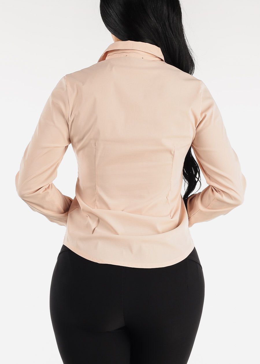 Long Sleeve Taupe Button Up Shirt sold by Moda product image thumbnail 4