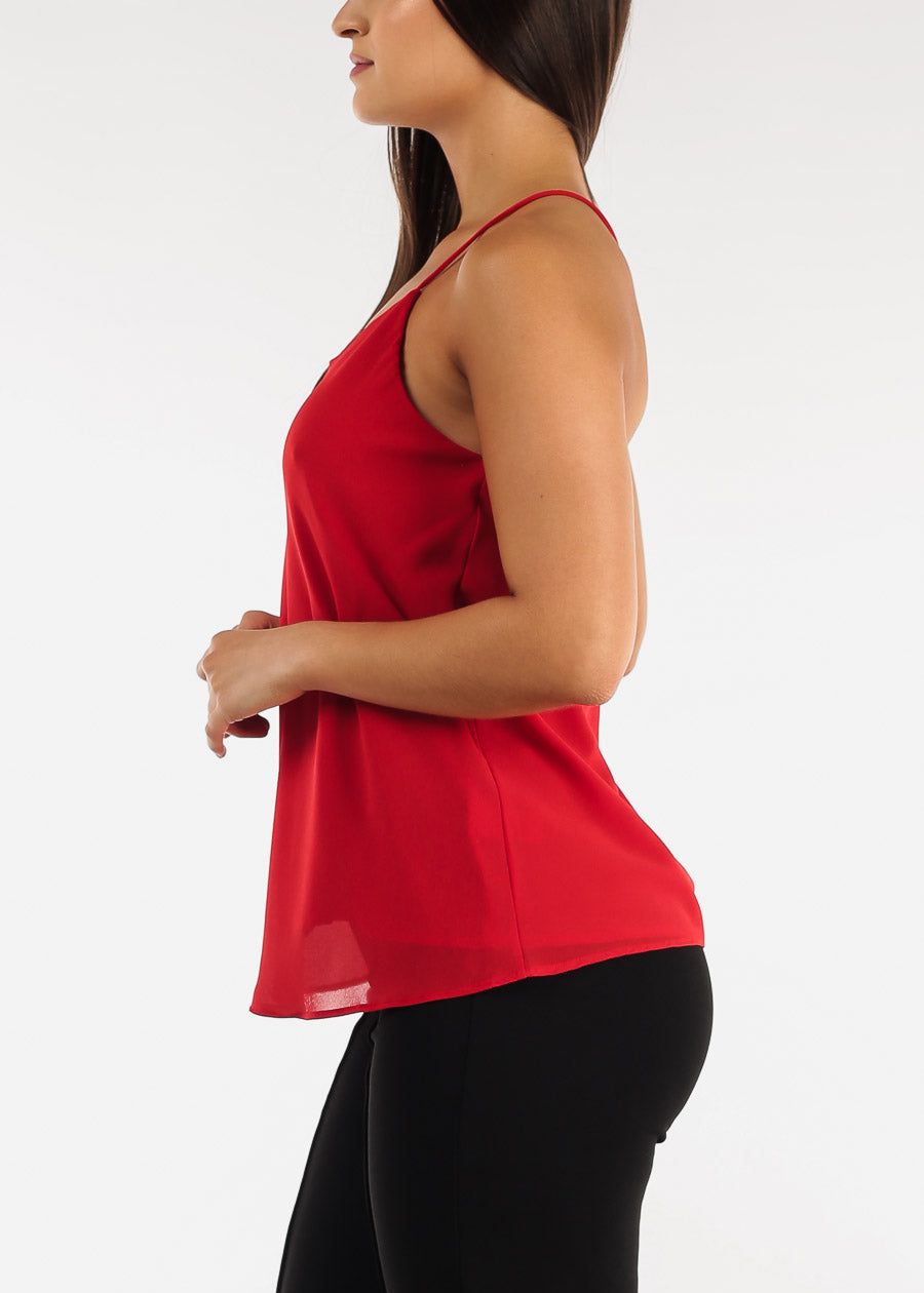 Red Sleeveless Chiffon Cami Top sold by Moda product image thumbnail 3