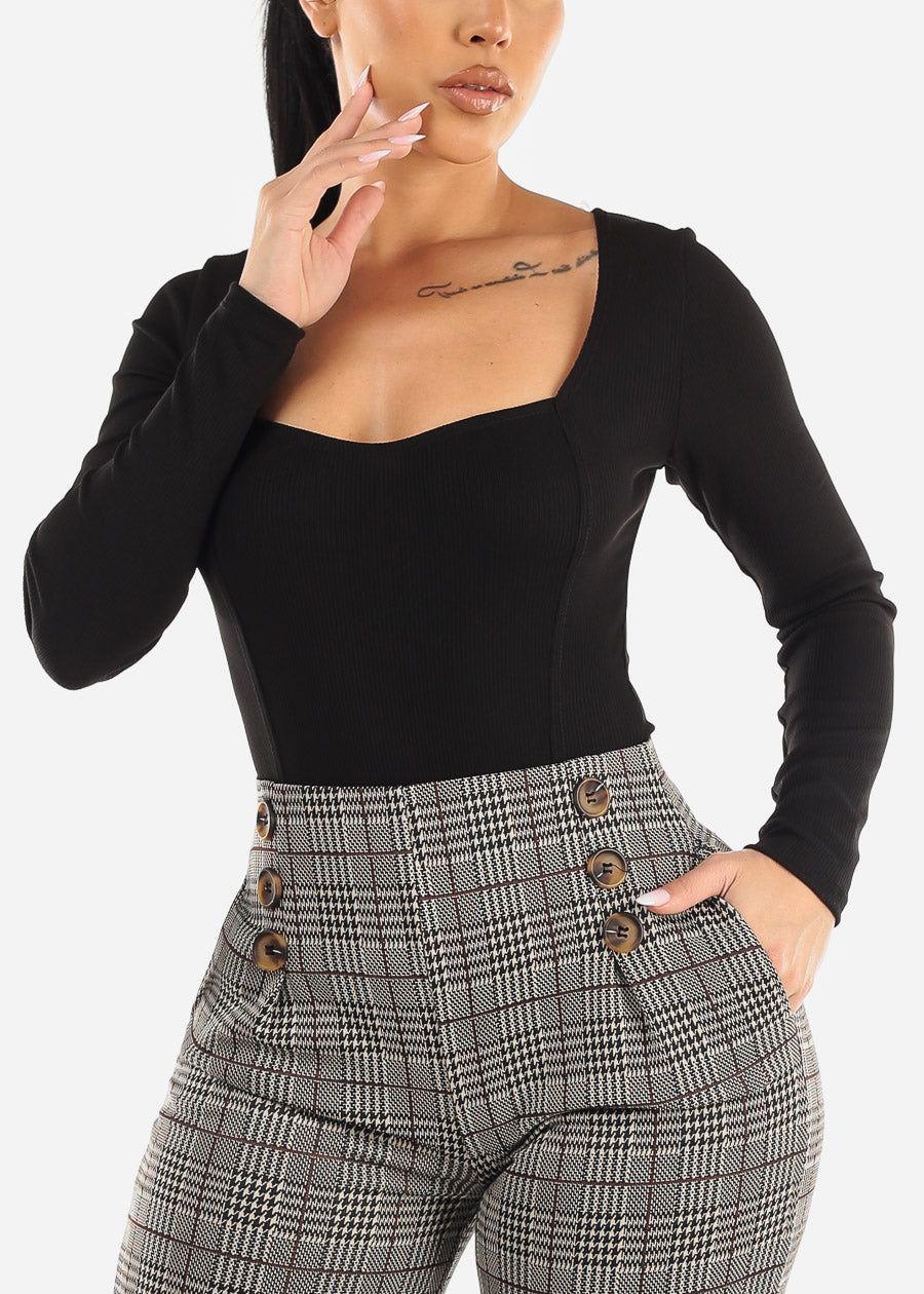 Square Neckline Long Sleeve Black Bodysuit sold by Moda product image thumbnail 5