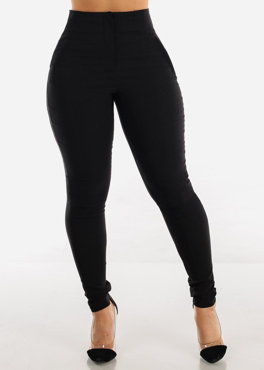High Waisted Black Dressy Skinny Pants sold by Moda