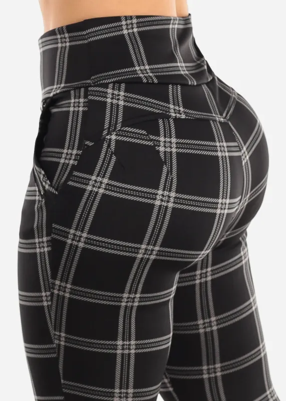 Butt Lift High Waist Black Plaid Skinny Pants sold by Moda