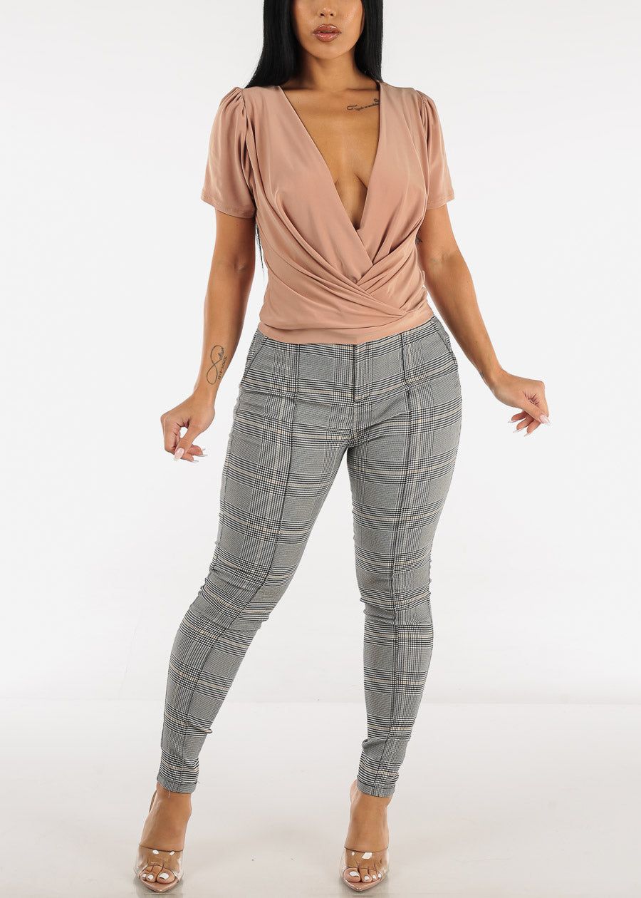 High Waist Checkered Skinny Pants Yellow sold by Moda product image thumbnail 2