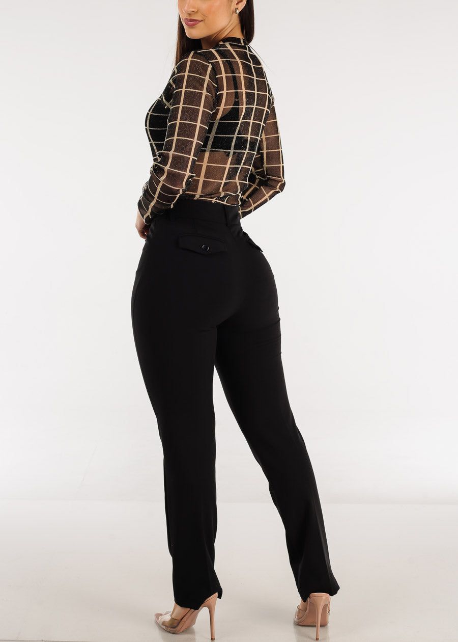 Black Classic 1 Button Straight Leg Dressy Pants sold by Moda product image thumbnail 5