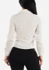 White Button Up Ruched Collared Stretchy Shirt sold by Moda