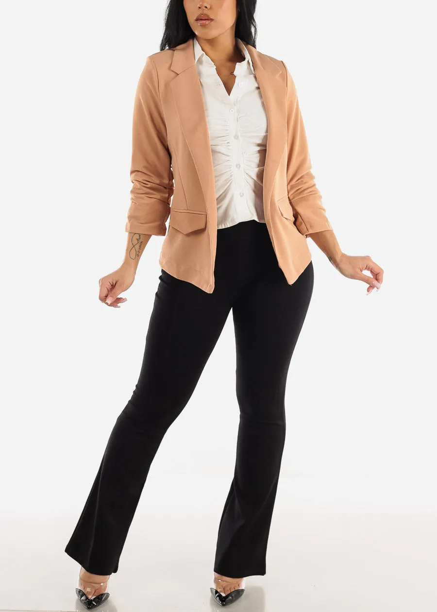 White Button Up Ruched Collared Stretchy Shirt sold by Moda product image thumbnail 2