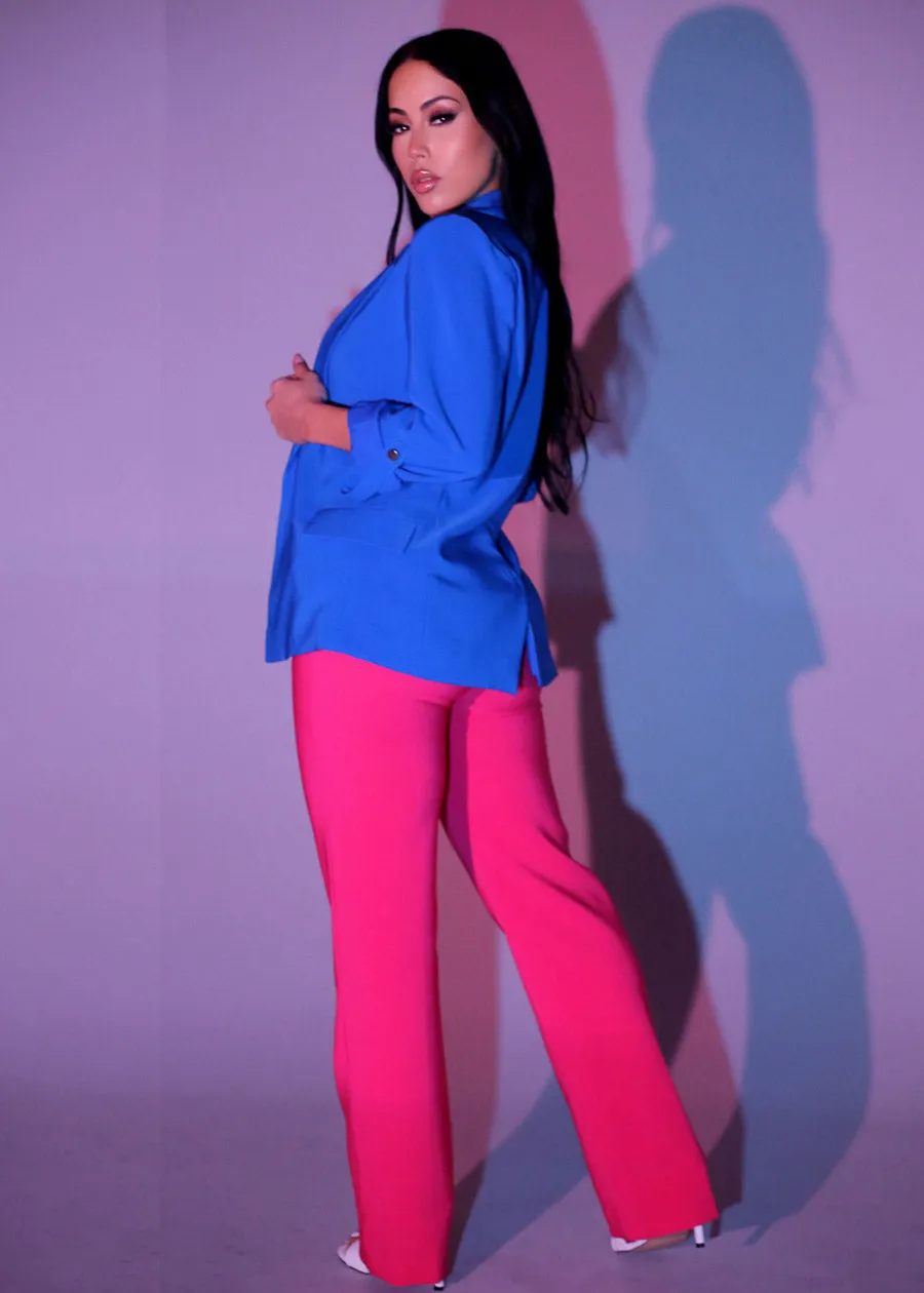 High Waist Formal Straight Dress Pants Magenta sold by Moda product image thumbnail 4