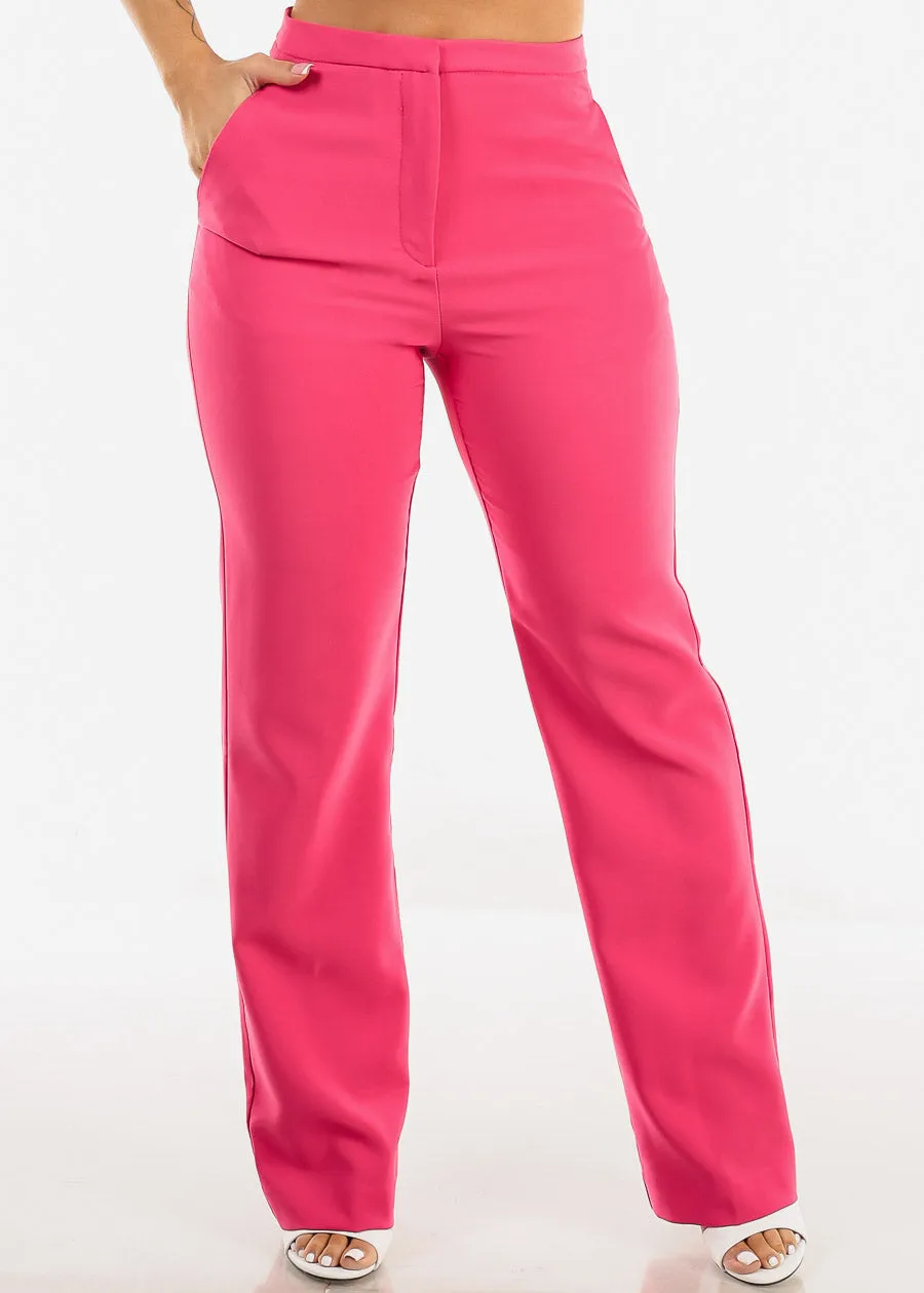 High Waist Formal Straight Dress Pants Magenta sold by Moda
