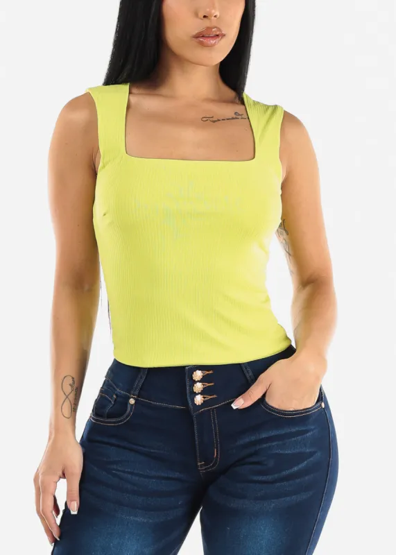 Sleeveless Double Layered Tank Top Neon Lime sold by Moda