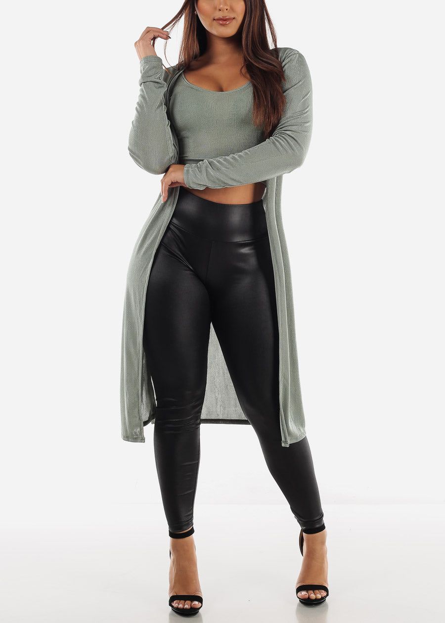 Ruched Butt Black Pleather Leggings sold by Moda product image thumbnail 2