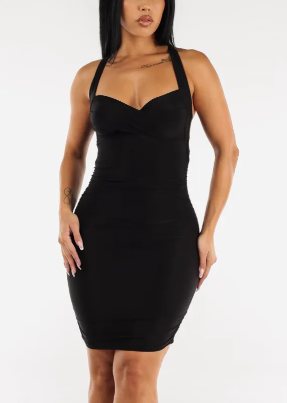 Black Sleeveless Ruched Sides Bodycon Dress sold by Moda