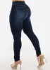 Mid Rise Distressed Stretchy Skinny Jeans Dark Blue sold by Moda