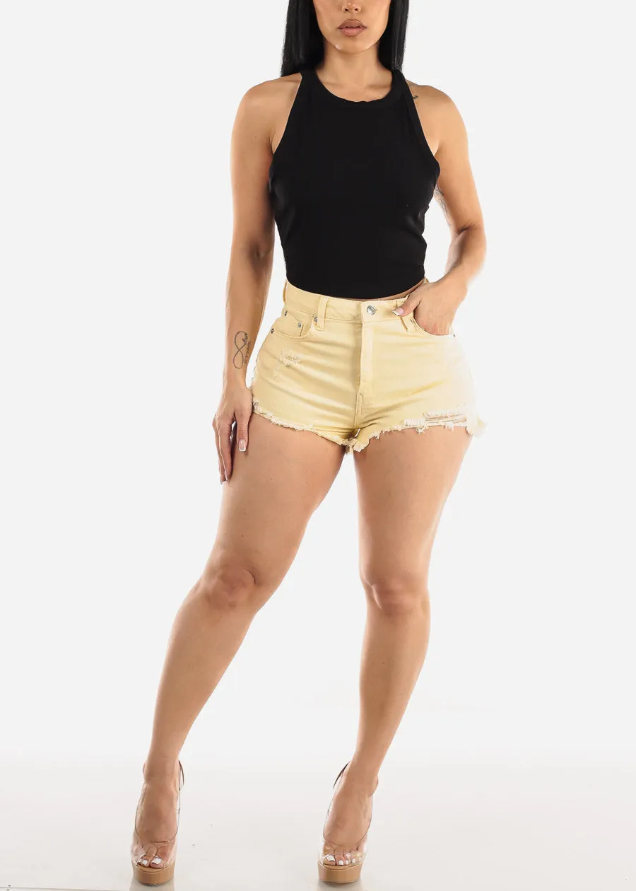 Black Sleeveless Crewneck Ribbed Crop Top sold by Moda product image thumbnail 2