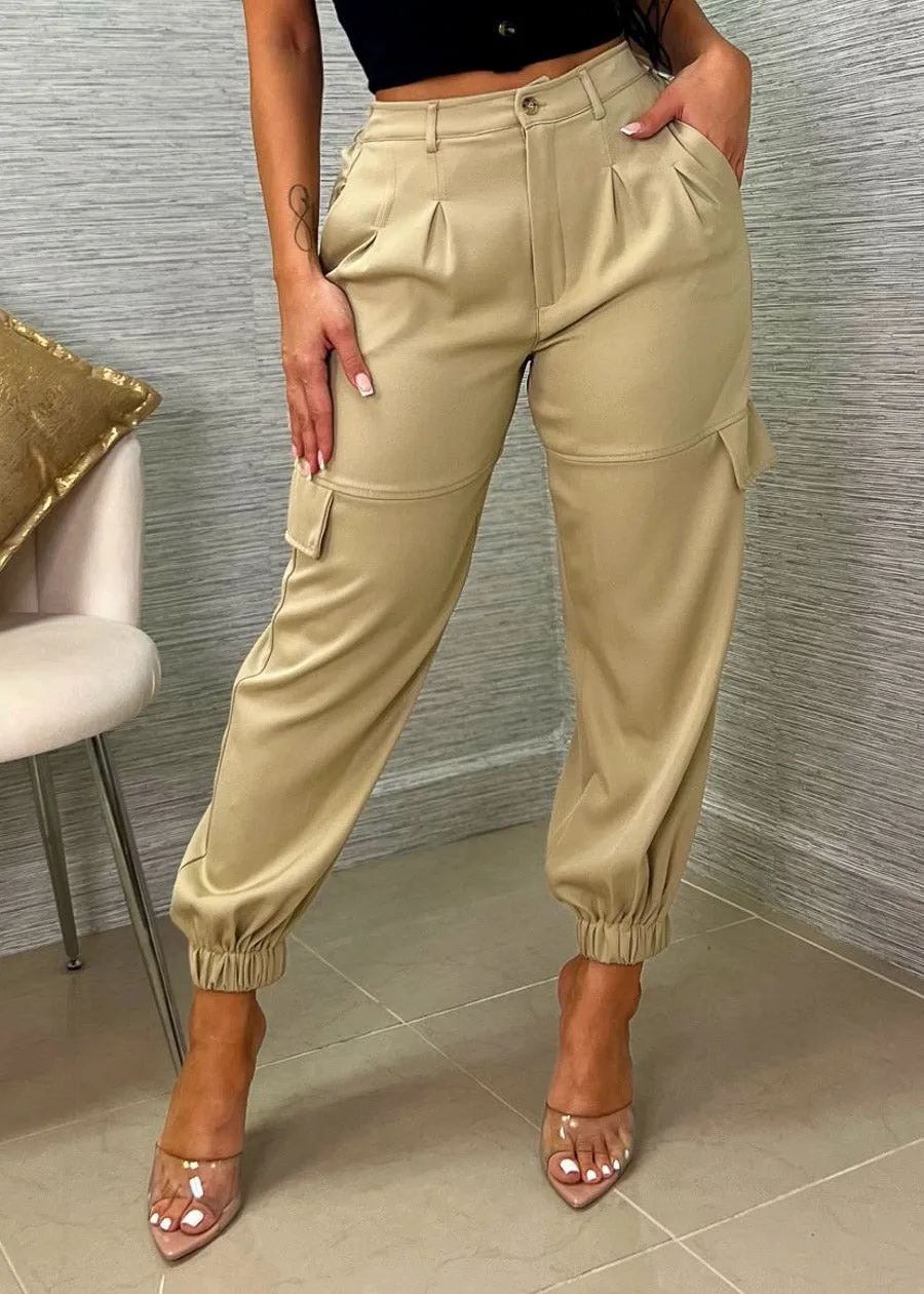 High Waisted Cargo Jogger Pants Light Olive sold by Moda product image thumbnail 4