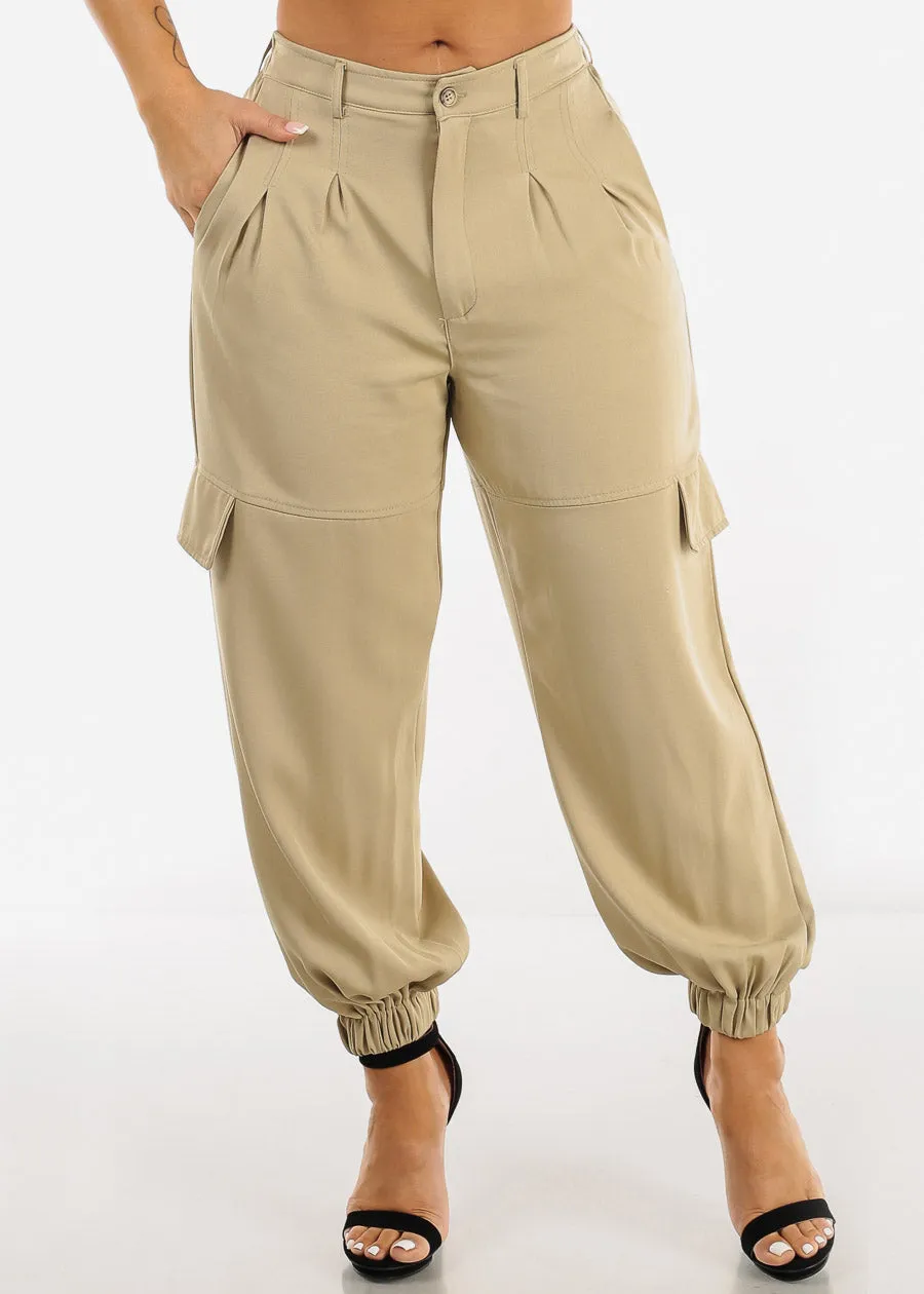 High Waisted Cargo Jogger Pants Light Olive sold by Moda