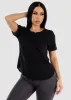 Black Cuffed Short Sleeve Round Hem Oversized Top sold by Moda