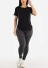 Black Cuffed Short Sleeve Round Hem Oversized Top sold by Moda